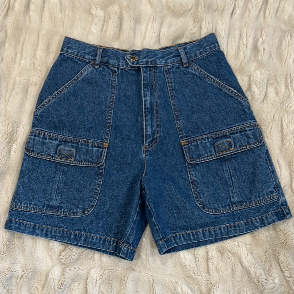 Vintage Blue Denim Cargo Shorts